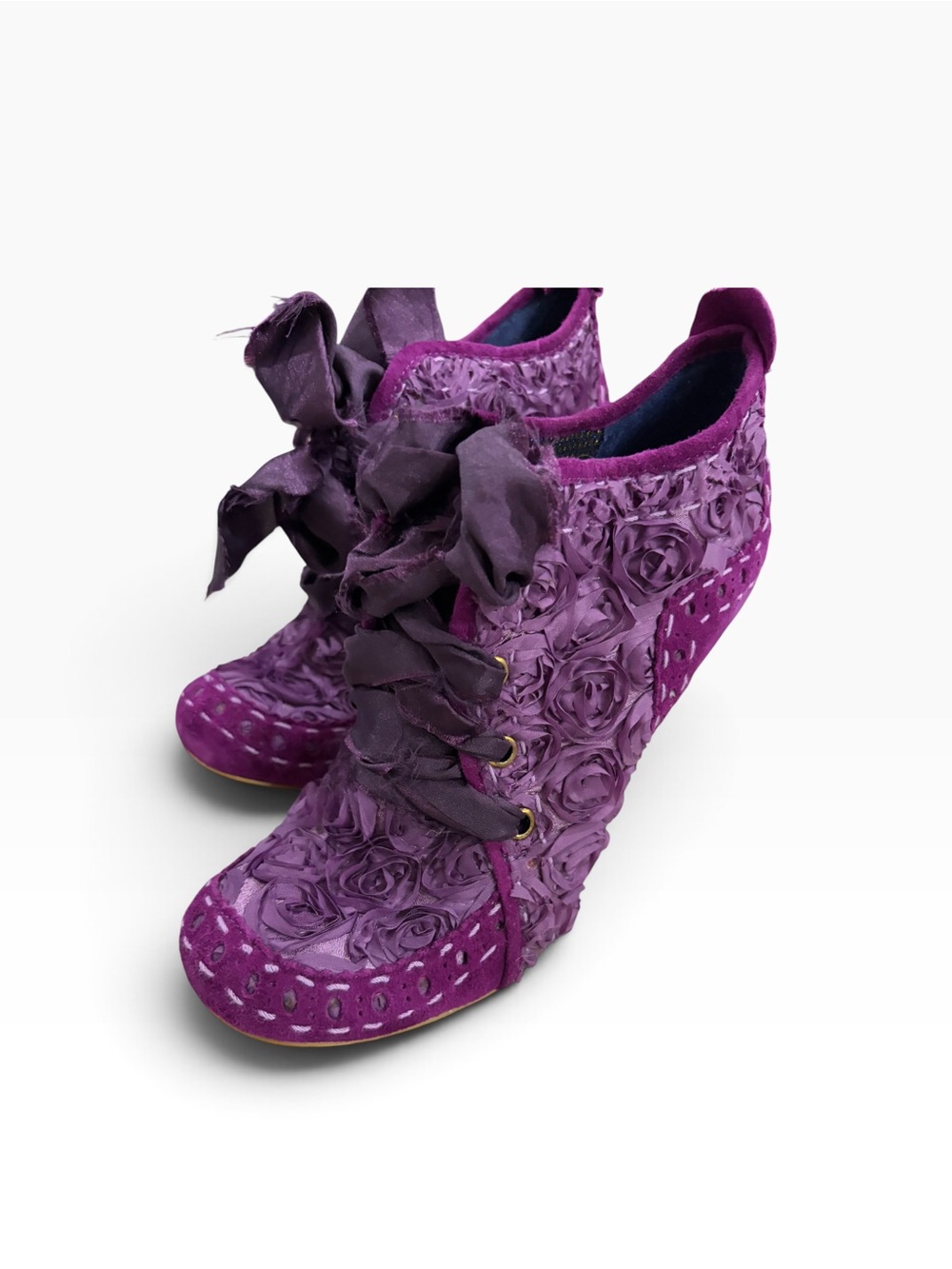 Irregular Choice Abigail’s Party Purple Rosette Boots EU 41 US 10 Rare - Picture 5 of 8